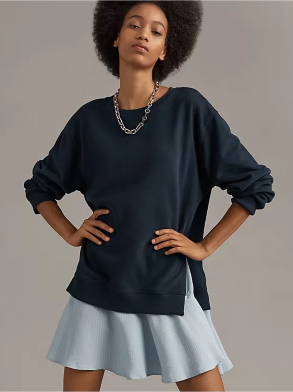 Anthropologie Maeve Oversized Maeve Long-Sleeve Twofer Mini Dress Sz Small